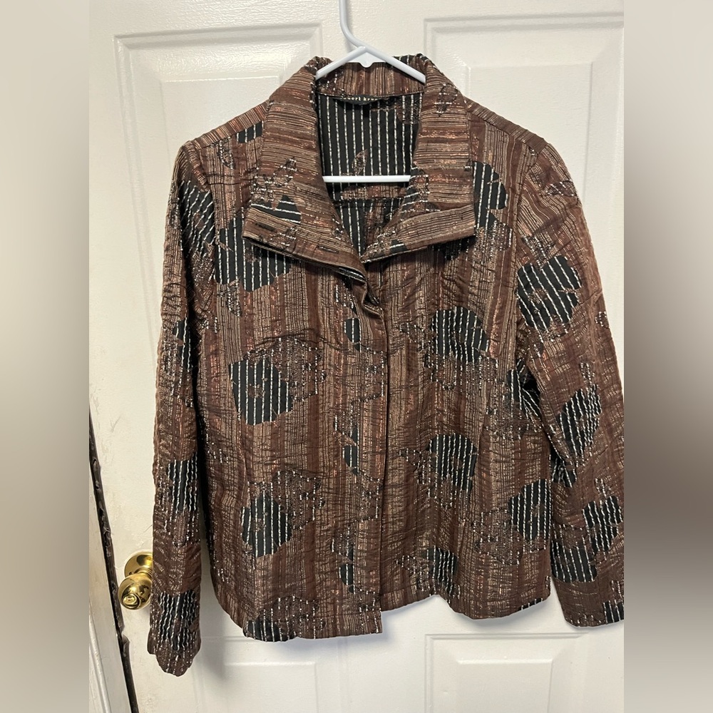 Robert Krugman large Chic Brown Patterned Women's Blazer